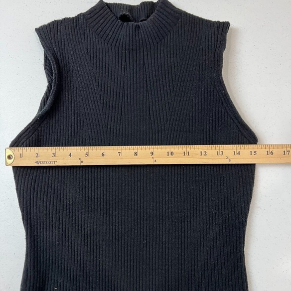 Badgley Mischka Women Bodycon Sweater Midi Dress Sleeveless Black Size M‎ - Picture 7 of 9